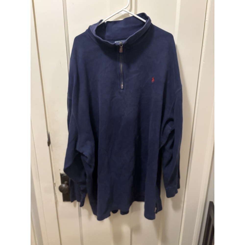 Polo Ralph Lauren Mens 4XL Big Quarter Zip Sweater Blue Pony Logo Pullover